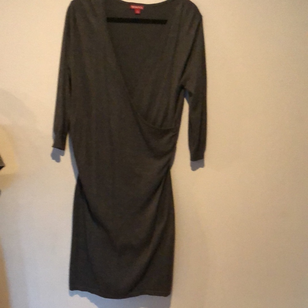 Merona faux wrap sweater dress, L, gray